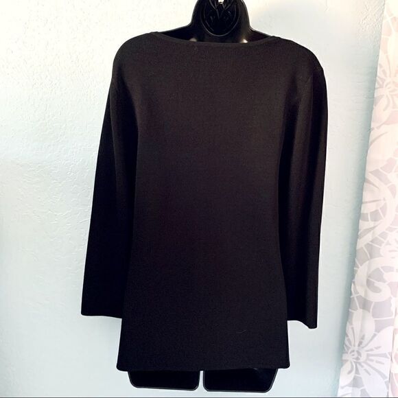 Cable & Gauge Black Embroidered Embellished Knit Sweater Top Size Medium - Picture 7 of 8